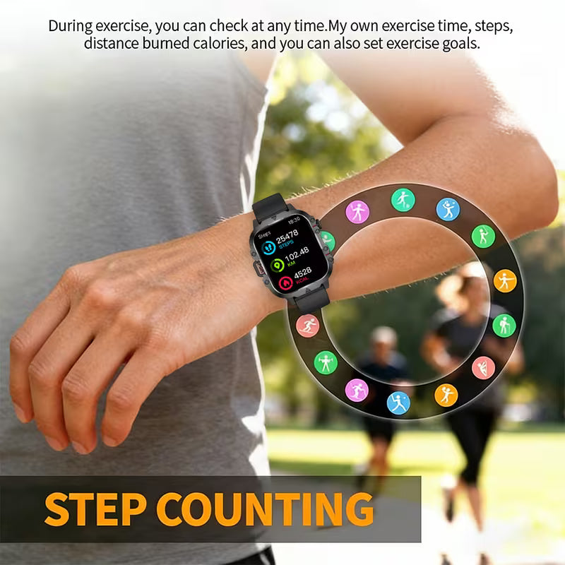 Military Smart Watches for Men & women(Answer/Make Calls) with LED Flashlight