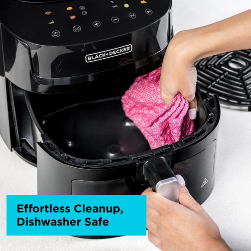 BLACK+DECKER 8-in-1 Digital Air Fryer with Window, 7.2L Large Capacity, 1800W, Rapid Air Technology, LED Touch Display, Dehydrate Function, Dishwasher Safe Basket, Cool-Touch Handle - AF7210-B5