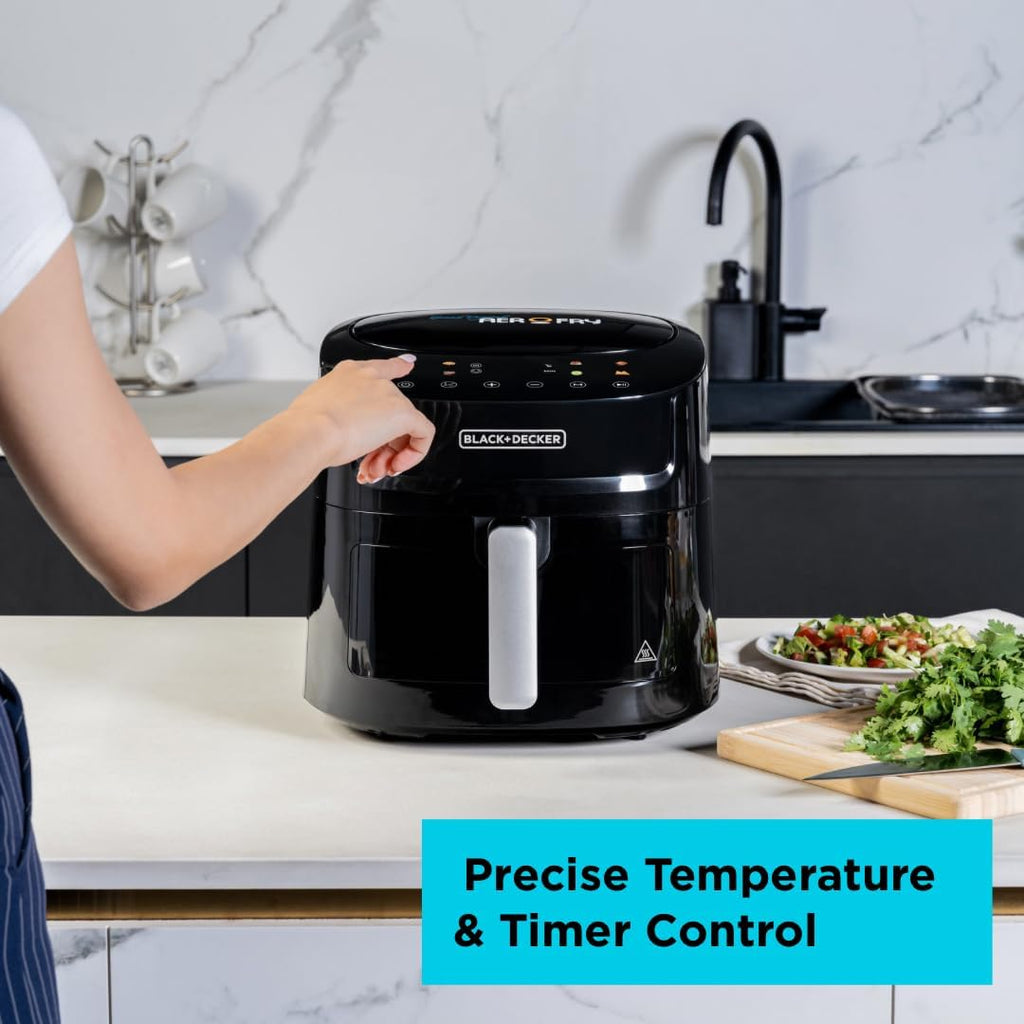 BLACK+DECKER 8-in-1 Digital Air Fryer with Window, 7.2L Large Capacity, 1800W, Rapid Air Technology, LED Touch Display, Dehydrate Function, Dishwasher Safe Basket, Cool-Touch Handle - AF7210-B5