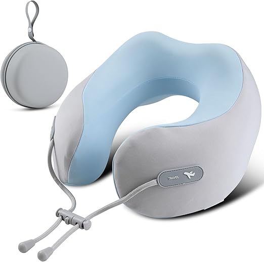 Neck Pillow for Traveling, 100% Pure Memory Foam Neck Pillow, with Neck Support