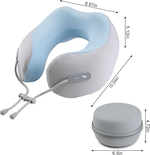 Neck Pillow for Traveling, 100% Pure Memory Foam Neck Pillow, with Neck Support