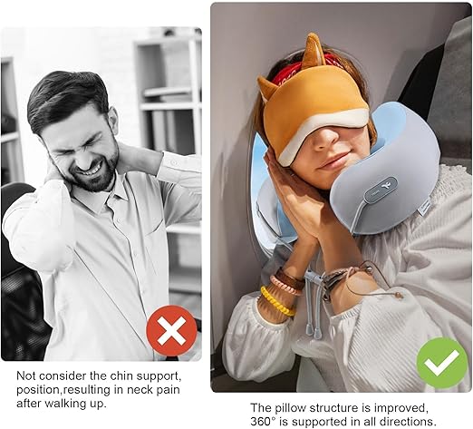 Neck Pillow for Traveling, 100% Pure Memory Foam Neck Pillow, with Neck Support