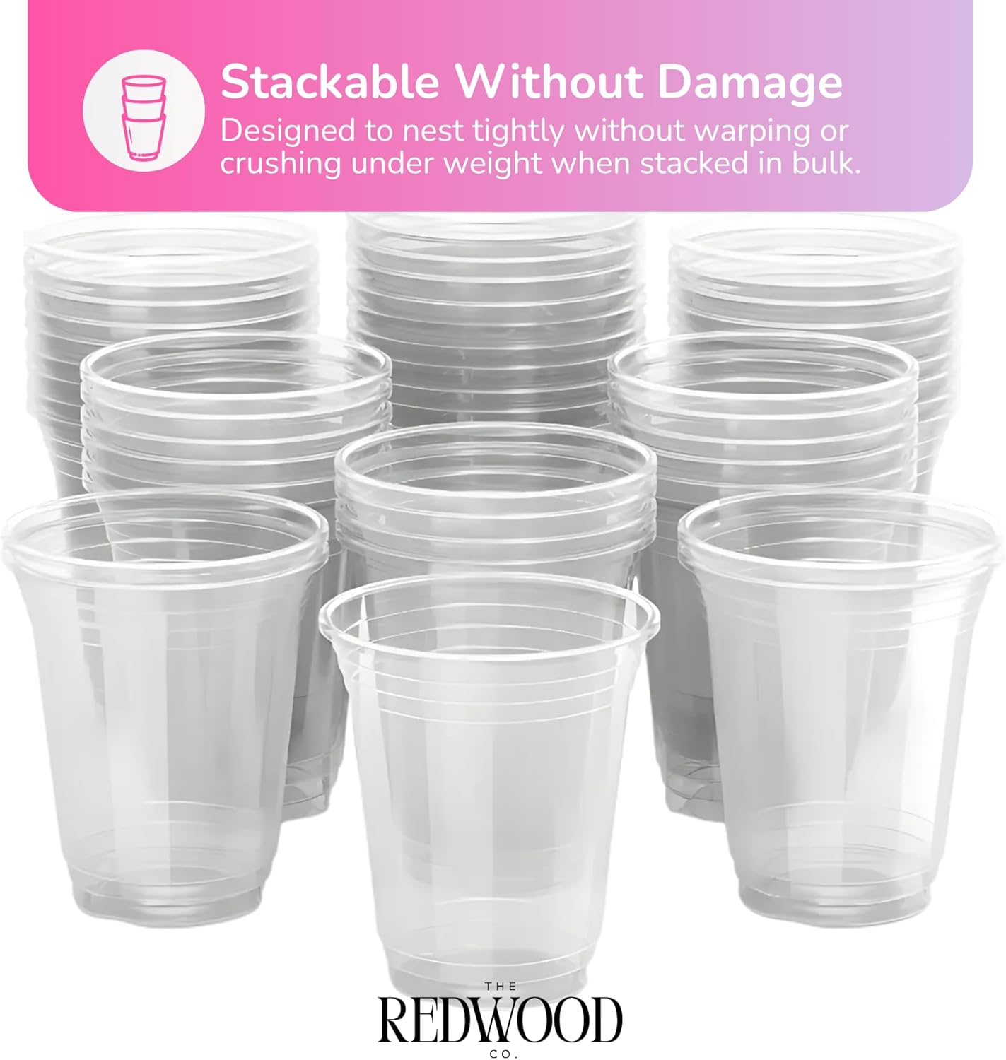 100 Pieces 12Oz Juice Cup Clear Strong Disposable Plastic Cups - Ideal for iced coffee, smoothies, Bubble Boba tea, milkshakes, frozen cocktails, water, sodas, juices, snacks, dessert & more.