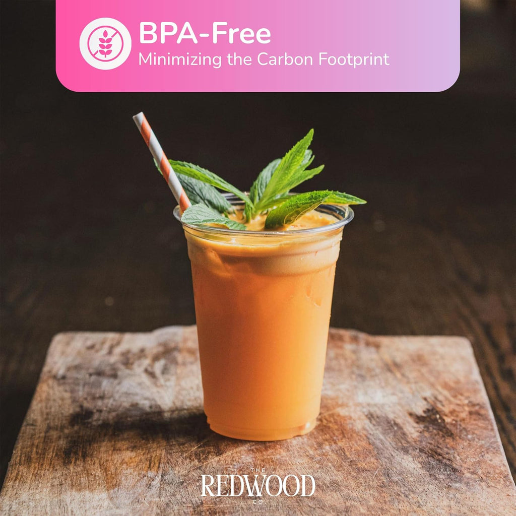 100 Pieces 12Oz Juice Cup Clear Strong Disposable Plastic Cups - Ideal for iced coffee, smoothies, Bubble Boba tea, milkshakes, frozen cocktails, water, sodas, juices, snacks, dessert & more.