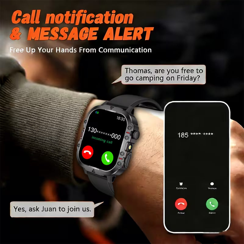 Military Smart Watches for Men & women(Answer/Make Calls) with LED Flashlight
